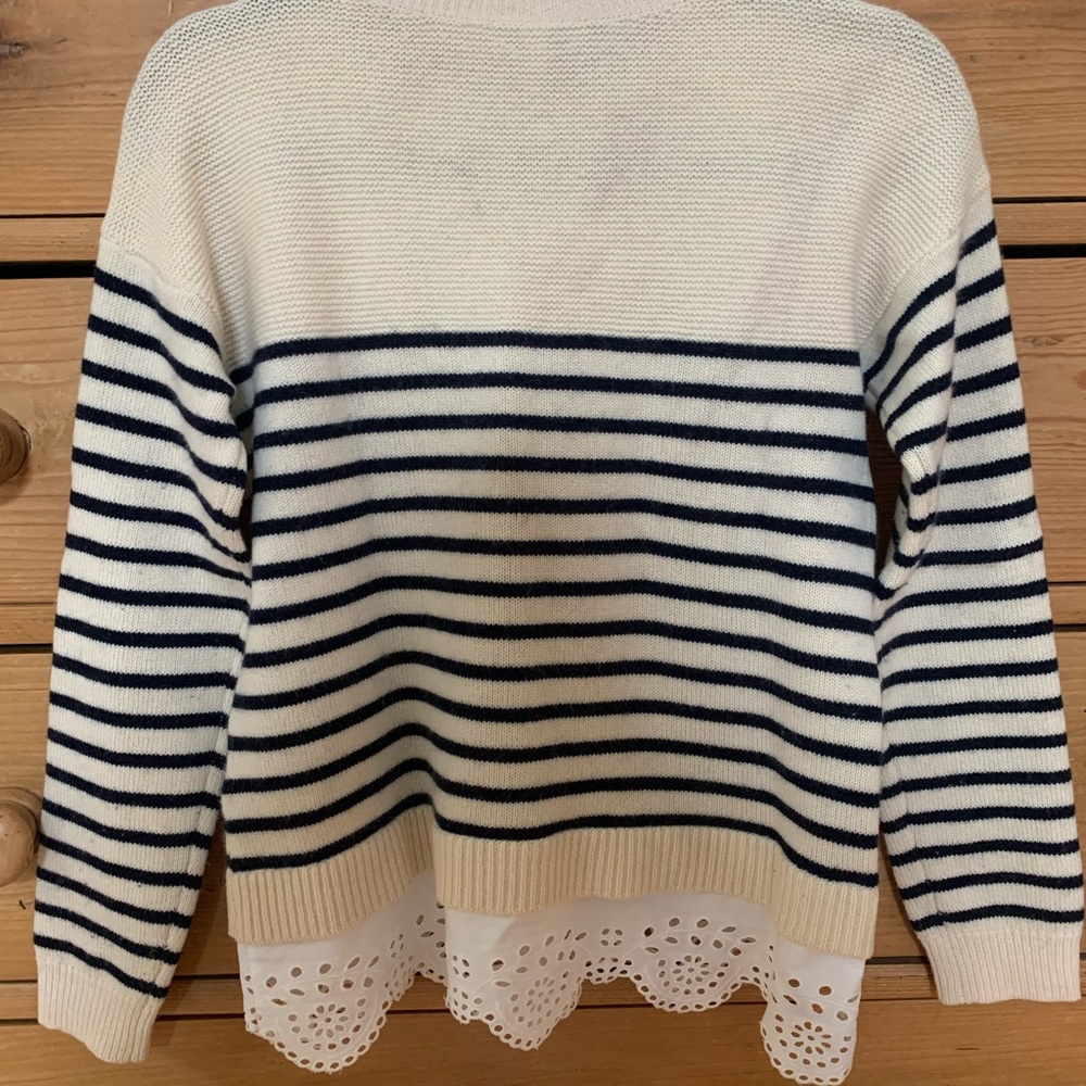 Joie cashmere striped sweater with eyelet hem - Picture 2 of 3